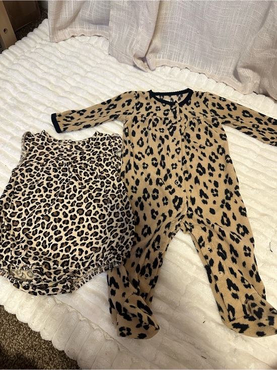 Old Navy Other - Carters Leopard Print Baby Footed Pajamas and Old Navy Romper Set